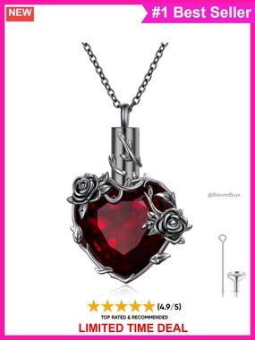 925 Sterling Silver Heart Urn Necklace Ashes Keepsake Memorial Pendant